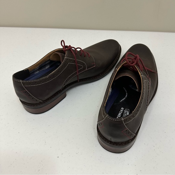 SALE! Men’s Bostonian Lace Up Brown Oxford Dress Shoes Size 9.5 w Maroon Laces - Picture 9 of 16